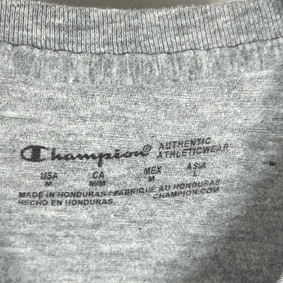 Champion Ladies Script Logo Graphic T-Shirt Heather Grey Short Sleeve Sz Medium - Picture 2 of 5